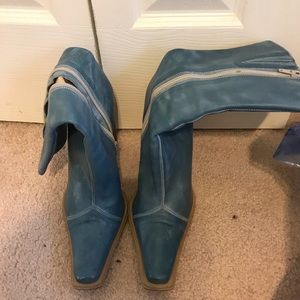 Western boots sky blue & beige 🐎